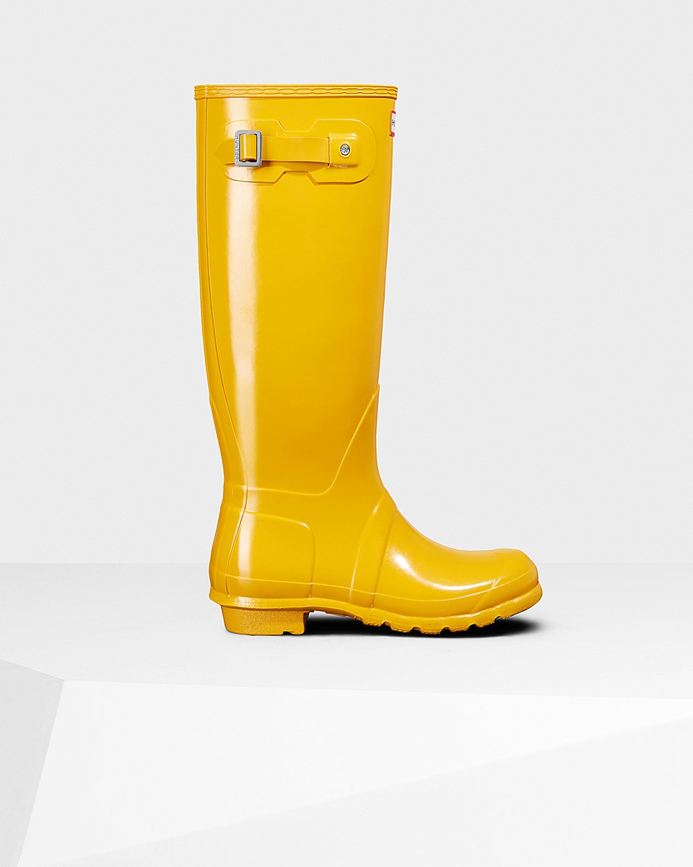 Bottes Hautes de Pluie Hunter Original Gloss Femme Jaune WXQPEGB-34